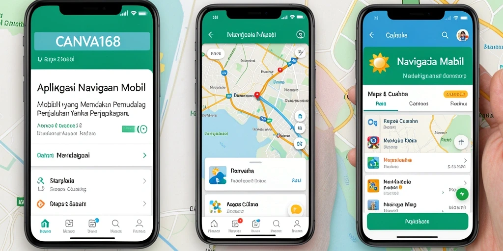 Antarmuka CANVA168 yang sederhana dan fungsional untuk navigasi mobil.