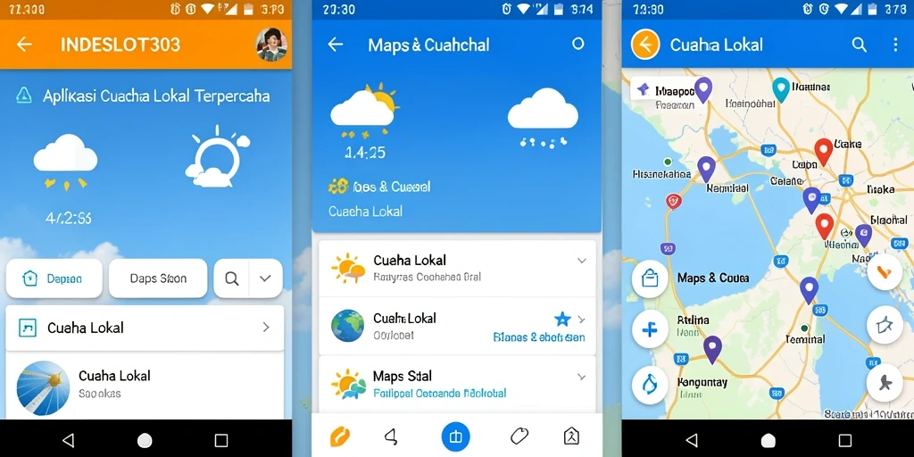 Screenshot utama menunjukkan antarmuka aplikasi Cuaca Lokal yang informatif.