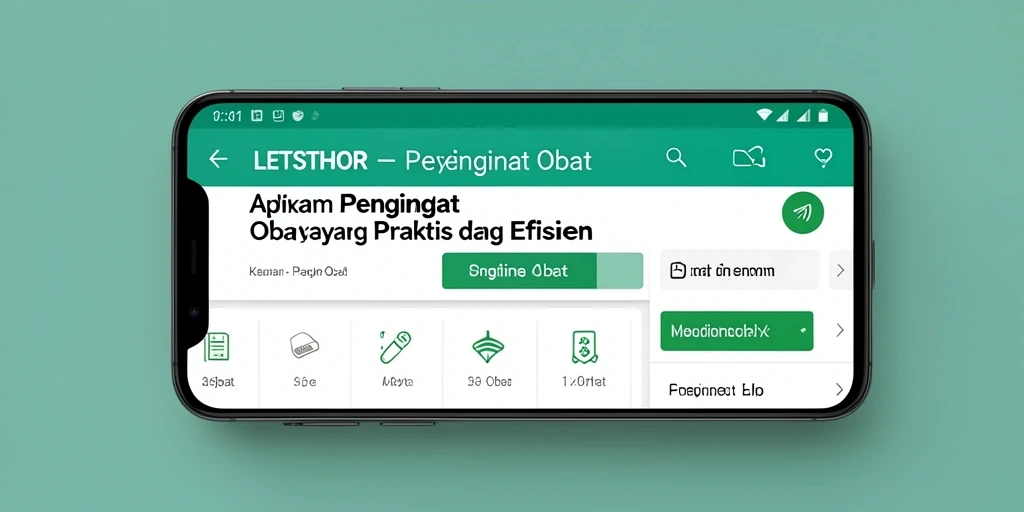 Antarmuka utama LETSTHOR dengan fitur Pengingat Obat yang praktis.