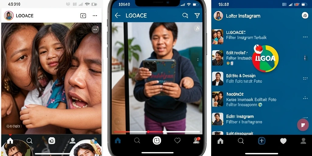 Antarmuka LGOACE dengan berbagai pilihan filter Instagram yang menarik.