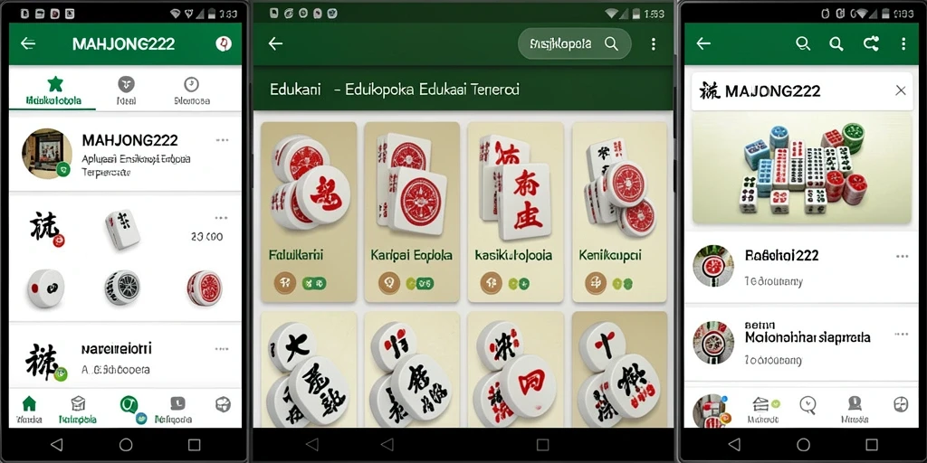 Antarmuka aplikasi Ensiklopedia MAHJONG222 yang intuitif dan menarik.