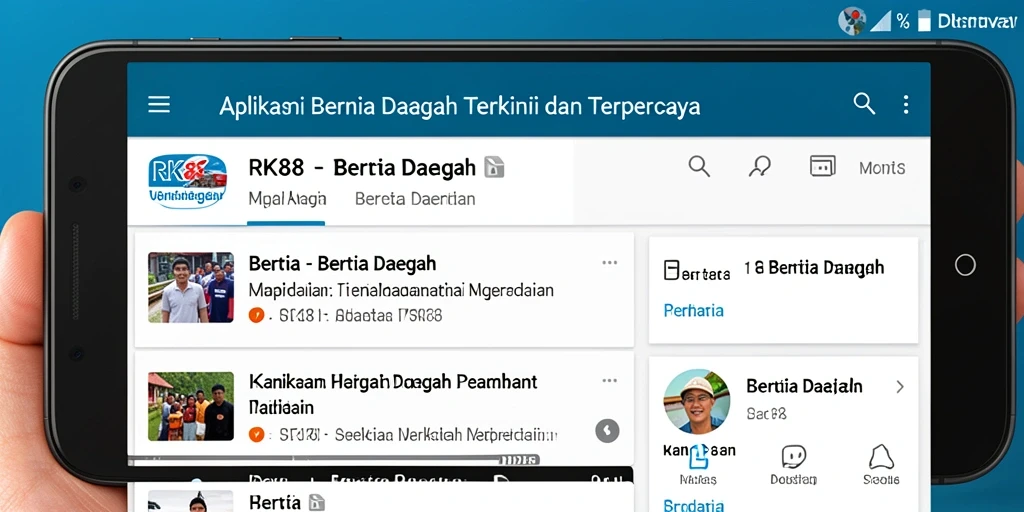Antarmuka RK88 menunjukkan berita daerah dengan tampilan yang menarik.