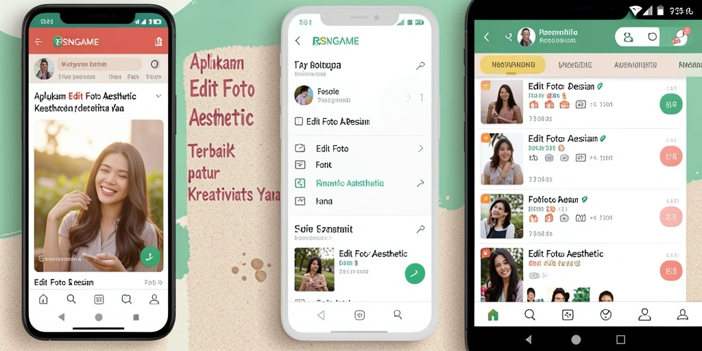 Screenshot antarmuka RSNGAME dengan fitur Edit Foto Aesthetic.