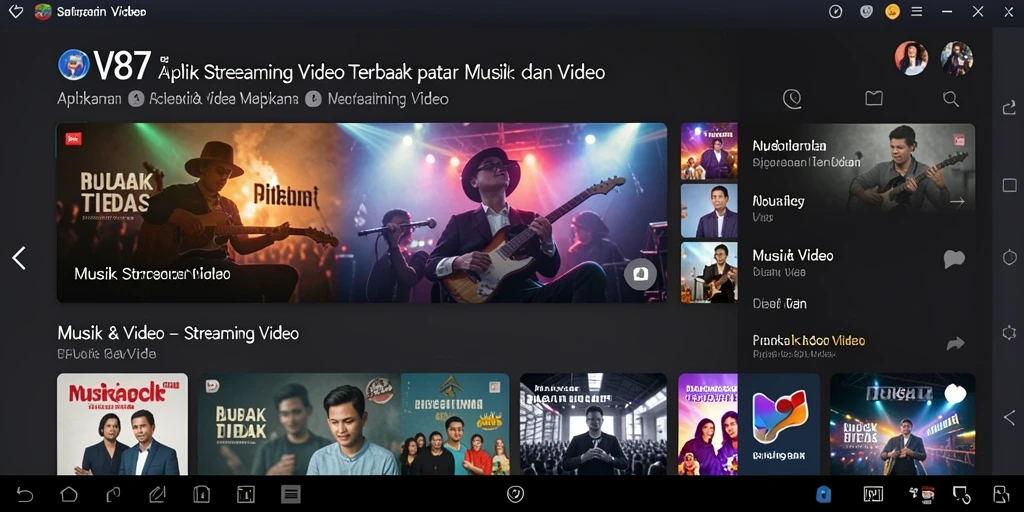 Tampilan antarmuka V87 yang menarik untuk streaming video.